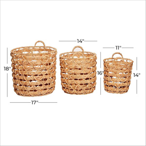 Natural Rattan <b>Storage</b> <b>Baskets</b> With Handles Circle Shape Rustic Style For Sundries <b>Storage</b> - Product Image 6