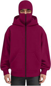 Sweat à capuche zippé en molleton 100 % coton pour homme, style décontracté, col montant, coupe oversize, qualité supérieure, chaud, streetwear imprimé - Product Image 4