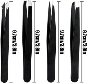 Ensemble de pinces à sourcils courbées en acier inoxydable sans soudure, étui en PU, pointes inclinées et pointues, pinces de précision durables pour une épilation classique - Product Image 6