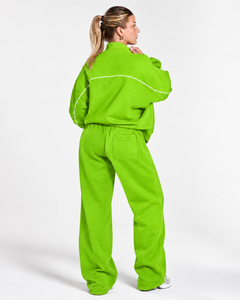<b>Women</b> Contrastline Zipper Tracksuit Casual Two Piece Set Relaxed Fit <b>Jacket</b> And Wide Leg Pants Matching Outfit Wholesale Apparel - Product Image 2