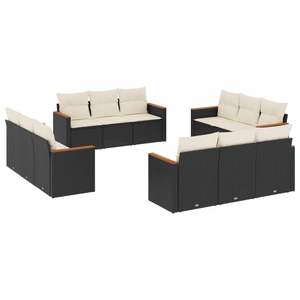 Black And Cream Garden <b>Sofa</b> <b>Set</b> With Cushions Outdoor Furniture UV Resistant PE Rattan Contemporary Design Waterproof - Product Image 5