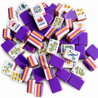 Jeu de Mahjong américain en marbre et citron avec 160 tuiles en acrylique et motifs décoratifs pour les clubs de Mahjong