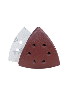 Discos de Lijado Triangulares con Gancho y Bucle, 6 Orificios, Dureza Media, 1 mm de Grosor, 95 mm de Diámetro, para Lijado de Detalles en Madera - Product Image 4