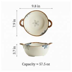 Pot à nouilles contemporain personnalisé, bol en céramique, passe au micro-ondes, style vintage, luxe léger, rétro, pour salade de légumes et de fruits, par UO - Product Image 4