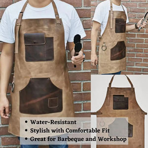 Tablier de boucher personnalisé en cuir pleine fleur Crazy Horse, finition huile, avec ferrures en laiton - Product Image 2