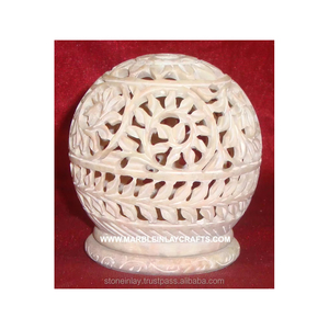 Indian Pure Handmade Rounded Shape Polished Natural Soapstone <b>Tea</b> <b>Light</b> Candle Holder Table Stand For Home Decoration Item - Product Image 5