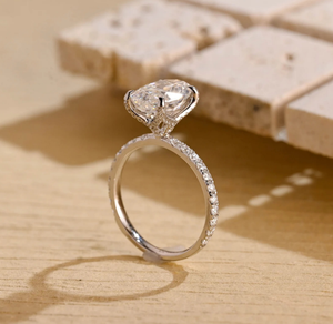 925 Sterling Silver Oval Cut Moissanite Diamond <b>Ring</b> Perfect For Wedding & Anniversary <b>Ring</b> - Product Image 1
