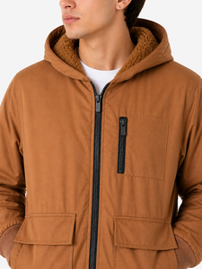 Mens Premium Brown Hooded <b>Jacket</b> Winter Warm Zipper Hoodie Casual Outerwear Soft Inner <b>Fleece</b> <b>Lining</b> Comfortable Stylish Design - Product Image 4