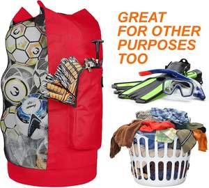 Bolsa de malla grande de polietileno para balones de fútbol, rugby, baloncesto, entrenamiento deportivo al aire libre, mochila para equipo deportivo - Product Image 6