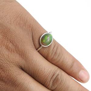 Oval Cut Black <b>Opal</b> Gemstone <b>Ring</b> Made From 925 Solid Sterling Silver Promise Band <b>Ring</b> Handmade Bohemian Unisex Jewelry - Product Image 4