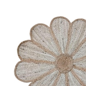 Handmade Natural Jute Floral Area Rug Bohemian Style Flat Weave Novelty Shape Living Room Decor - Product Image 4