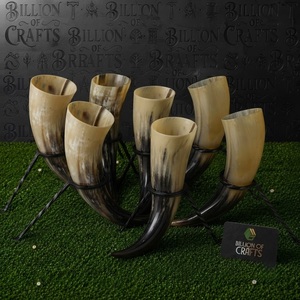 Corne à boire viking en corne de buffle polie, écologique et naturelle, avec support en fer, artisanale, vaisselle médiévale - Product Image 6