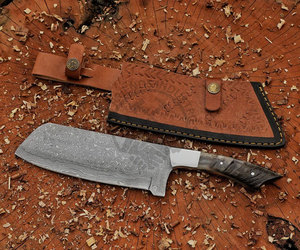 Top Trendiness Hand Forged Damascus Steel Full Tang Fixed Blade Chef Chopper Cleaver <b>Knife</b> 7" Blade Ambidextrous Stag Horn Steel - Product Image 5