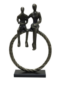 Escultura Abstracta de Aluminio Hecha a Mano, Estatua Familiar Moderna, Dos Figuras Sentadas en un Círculo de Cuerda, Decoración Minimalista para el Hogar - Product Image 4