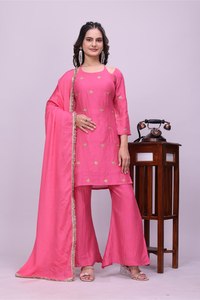 Conjunto de Salwar Kameez Rosa Bordado, Vestido Étnico para Mujer, Traje para Boda o Fiesta Pakistaní - Product Image 4