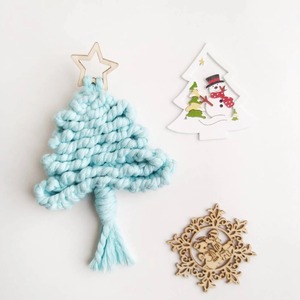 Christmas Tree Macrame <b>Key</b> Chain For Festive Boho Style Bag Decorative Object And Cotton Rope Keyring Holiday <b>Accessory</b> - Product Image 2