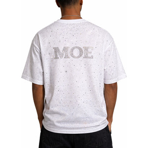 เสื้อยืดโอเวอร์ไซส์แขนสั้นแฟชั่นฤดูร้อนสำหรับผู้ชาย พิมพ์ลายเพชรคริสตัลทั่วตัว ดีไซน์ OEM - Product Image 2