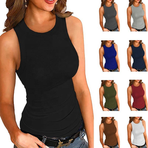 Women's Lace Trimmed Cotton Tank <b>Top</b>-Breathable Knitted Fabric Quick Dry Hip Hop Style for Yoga & Gym - Product Image 3