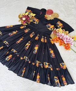 NUEVO Vestido de una pieza de algodón estampado para uso diario, precio al por mayor, prenda étnica, color negro - Product Image 3