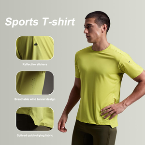 Camiseta Deportiva de Secado Rápido para Hombre, Personalizada al por Mayor, Cuello Redondo sin Costuras, Ligera, Microelástica, para Correr al Aire Libre, Maratón - Product Image 2
