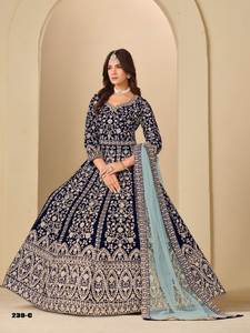 2026 Shree Indian Exports Presenta Vestido Anarkali Largo de Terciopelo Estilo Islámico para el Mes de Eid con Conjunto de Dupatta - Product Image 3