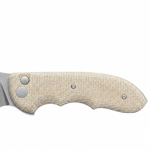 Couteaux pliants avec manche tressé beige, lame drop point finition stonewashed, bouton de pouce et poignée ergonomique pour les activités de plein air - Product Image 4