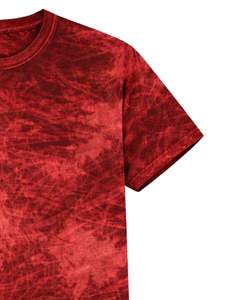Custom Red Ice Dye T Shirt Men Round Neck Short Sleeve Cotton Casual Streetwear Vintage <b>Wash</b> Custom OEM Wholesale Tee Supplier - Product Image 5