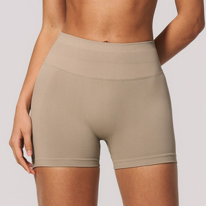 Women High Waist Solid Yoga Shorts Asymmetric <b>Mesh</b> Washed Seamless Elastic Waist Spandex/Nylon Fitness Workout <b>Gym</b> Shorts - Product Image 5