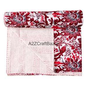 Colcha de Algodón Kantha 100% Orgánica Vintage, Hecha a Mano en India, Suave y Cómoda, 100% Orgánica, Moderna y Usable - Product Image 5