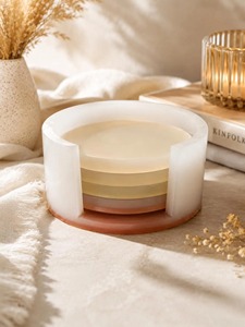 Handmade Oval Epoxy <b>Resin</b> Coaster <b>Molds</b> with Holder Modern Design 10 CM Diameter-REHMAN CRAFT - Product Image 2