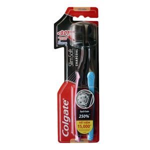 Lot de 36 brosses à dents Colgate Slimsoft Charcoal Twin, poils moyens, blanchissantes et anti-caries, pour usage domestique - Product Image 1