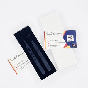 Pinzas de pestañas negras profesionales más vendidas, punta de fibra de acero sostenible, herramienta de extensión de pestañas recubierta de Color mate para belleza - Product Image 3