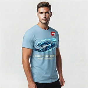 T-shirt pour homme de qualité supérieure avec impression graphique, vêtement élégant pour tous les jours avec des motifs graphiques détaillés, col confortable, respirant - Product Image 3