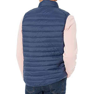 Hot Selling <b>Plain</b> Blue Sleeveless Bubble Men's Jackets Lightweight Fabric Polyester Wedding Quilted Loose Fit Zip Up Puffer Vest - Product Image 2
