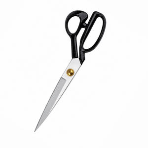 Black Tailor Scissors Stainless Steel Smooth Edge DIY Grade Plastic Handle Non Foldable <b>Fabric</b> Sewing <b>Shears</b> Cutting Tool - Product Image 1