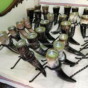 Handmade Ox Horn Tealight Candle Holder Set of 2 with Metal Stand Decorative Home Decoration At <b>Cheap</b> Price - Product Image 5
