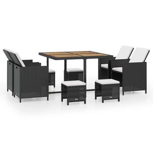 Conjunto de Muebles de Jardín Grandes en Ratán Sintético Negro con Fundas Removibles - Product Image 2