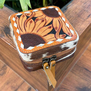 Caja de almacenamiento de joyería de cuero de vaca al por mayor joyería personalizada collar pendiente embalaje anillo de boda caja embalaje de joyería - Product Image 3