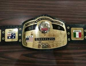 Ceinture de champion du monde poids lourd NWA en laiton avec plaques de 2 mm et drapeaux personnalisés - Product Image 2