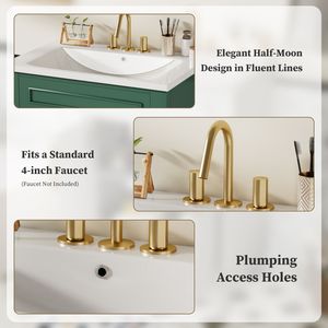 Mobile Bagno da 24 Pollici con Lavabo Singolo Integrato in Ceramica, Armadietto Bagno a 2 Ante, Dimensioni Piccole e Medie - Product Image 6