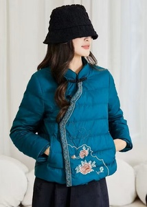 EVER GLOW Women's <b>Blue</b> Quilted Jacket Breathable <b>Canvas</b> Winter Puffer Coat Full Sleeve Polyester Nylon Lining - Product Image 3