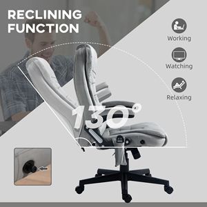 "Executive Traditional Linen Gray Office Chair with Reclining Padded Armrests Heat & <b>Vibrating</b> Massage <b>Remote</b> Control" - Product Image 6