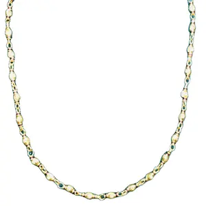 Collar de cadena hecho a mano para mujer, joyería, cuentas y bolas rellenas de oro para ropa de fiesta - Product Image 1