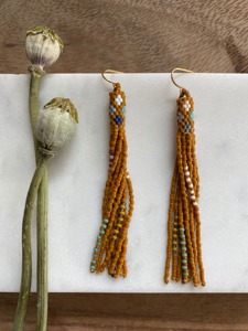 Handcrafted Trendy <b>Top</b> Selling Beaded Drop <b>Earrings</b> Customizable color Big Seed Bead Embroidery Full Embroidered Beaded <b>Earrings</b> - Product Image 6