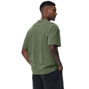 Men's Oversized Solid <b>Green</b> Cotton <b>T</b>-<b>Shirt</b> Short Sleeve O-Neck Casual Jersey Knit <b>Plain</b> Dyed Fit Regular - Product Image 3