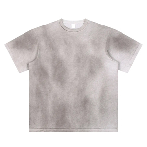 T-shirt homme tendance effet délavé, coupe carrée, col montant, personnalisable avec logo, qualité supérieure - Product Image 1