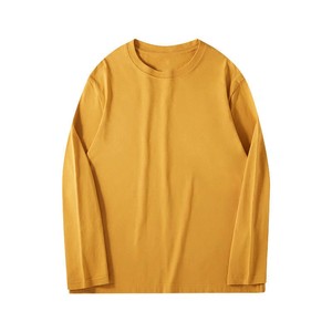 T-shirt en coton uni à manches longues pour homme, col rond, respirant, décontracté, à porter tous les jours, haut tendance - Product Image 4