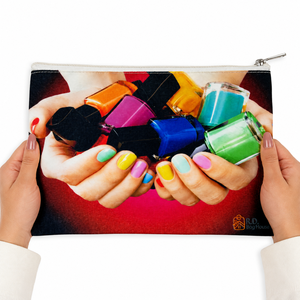 Medium Eco Friendly Cotton Canvas Cosmetic Pouch | Custom Graphic Print <b>Makeup</b> Bag Reusable Travel <b>Storage</b> Case With Zip Closure - Product Image 2