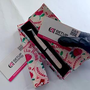 Pince à épiler antistatique GETUP BROSONS en acier inoxydable, pointe de précision lisse, longueur 10 mm, emballage en boîte avec revêtement papier - Product Image 1