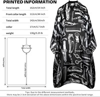 Cape de Barbier Imprimée Unisexe en Nylon Imperméable pour Salon de Coiffure, Cape de Coupe de Cheveux pour Adulte, Costume d'Halloween Tendance